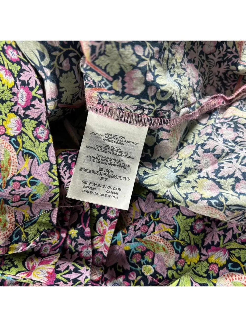 House of Liberty J Crew Sz 6 Floral Bird Print Top Squared Neck 3/4 Sleeves